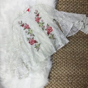 Chelsea & Violet Lace Bell Sleeve Top